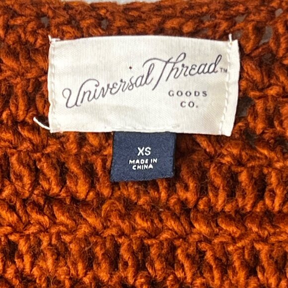 Universal Thread Womens Rust Textured Loop Knit Cardigan XS Wool Blend Y2K - Picture 11 of 16
